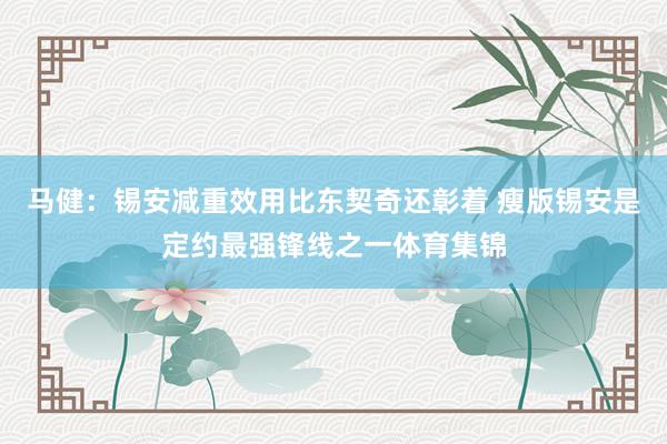 马健：锡安减重效用比东契奇还彰着 瘦版锡安是定约最强锋线之一体育集锦